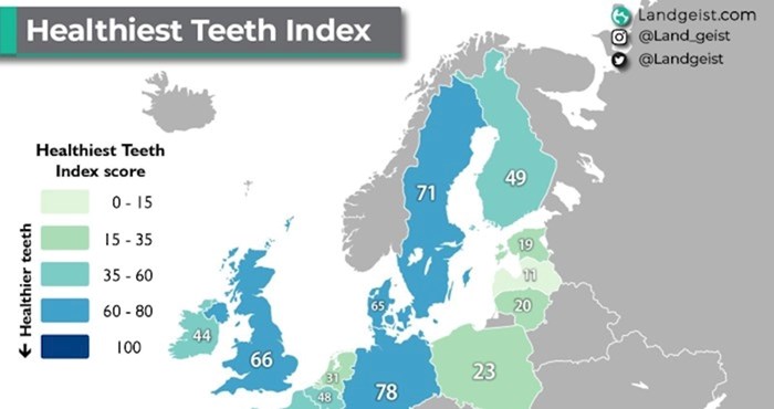 Mapa pokazuje koji europski narod ima najzdravije zube, rezultati za Hrvatsku bi vas mogli šokirati