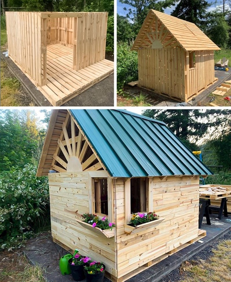 2. Muškarac je djeci htio napraviti kućicu za igranje, ali je cijena drva bila preskupa. Odlučio je iskoristiti palete, a rezultat je fantastičan!