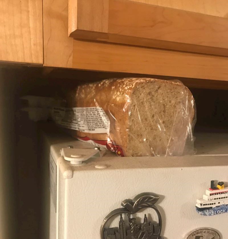 7. Umjesto da zavežu ili stave kvačicu, ovi ljudi kruh održavaju svježim tako da omot zatvore s vratima hladnjaka
