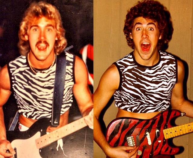 15. "30 godina između ovih fotki. Moj tata s 21 godinom i ja s 22. Ista majica i ista gitara"