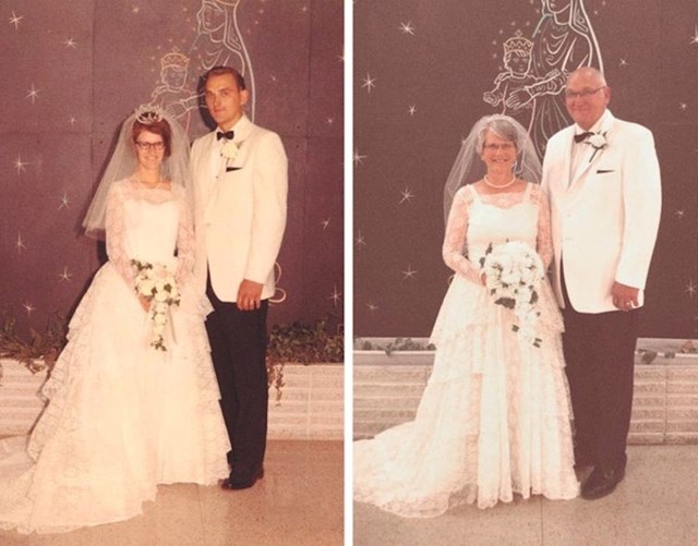 "Uvjerila sam roditelje da rekreiraju svoju vjenčanu fotografiju nakon 45 godina, mama još uvijek stane u svoju vjenčanicu"