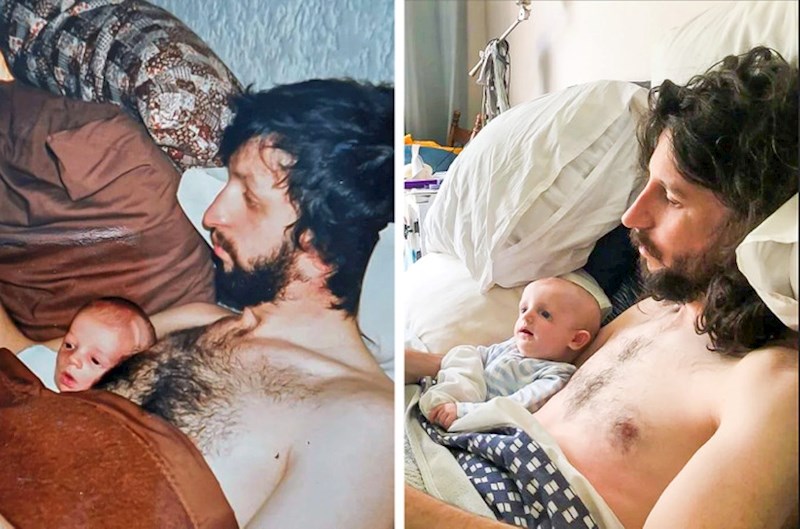 4. "Namjerno sam odlučio rekreirati ovu fotografiju jer sam ovoga puta i ja tata. Samo što ja imam predivnu djevojčicu"