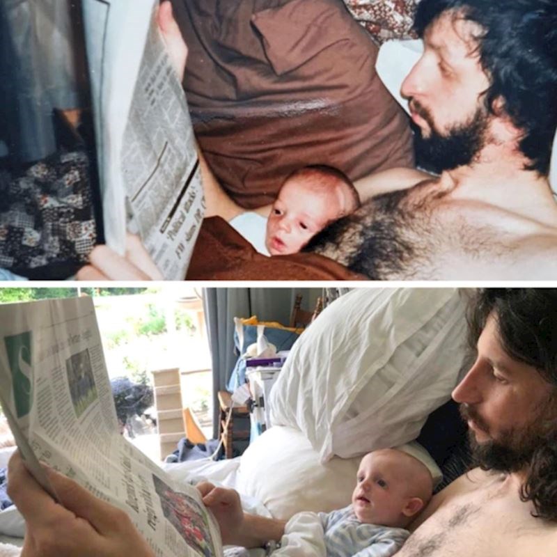 10. "Ja dok sam otprilike 1989. "čitao" novine s tatom, i ja sa svojom kćeri u gotovo istoj pozi."