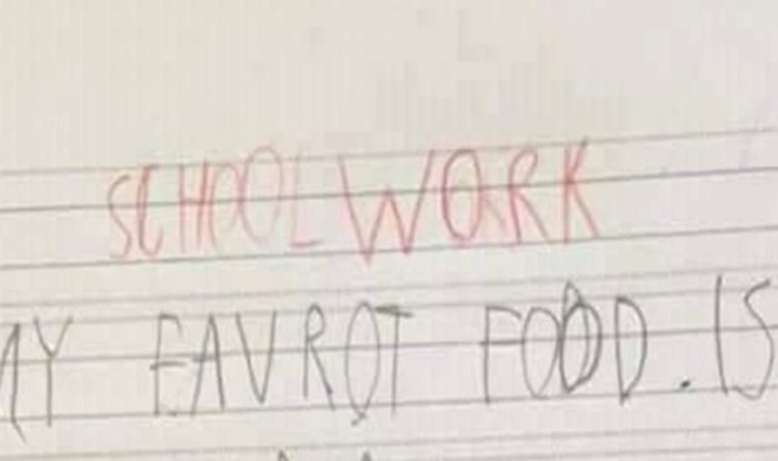Učenik je trebao na engleskom napisati koje mu je omiljeno jelo, morate vidjeti ovaj hit