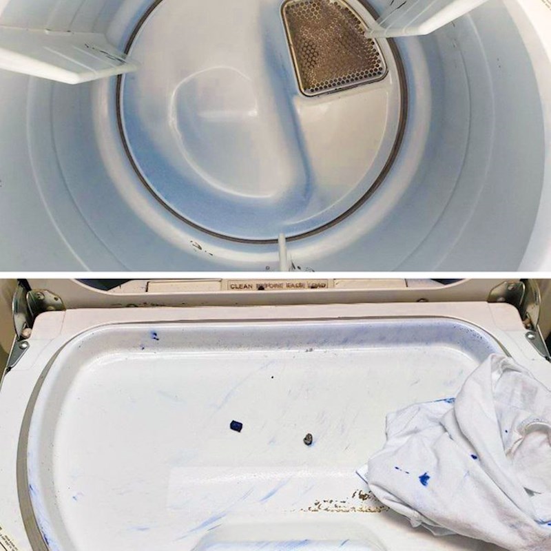 "Moja kćer je očito ostavila plavu pastelu u odjeći, sad mi sušilica izgleda ovako..."