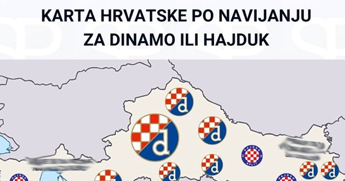 Gdje žive navijači Dinama, a gdje Hajduka? Mapa s Fejsa izazvala urnebesnu raspravu