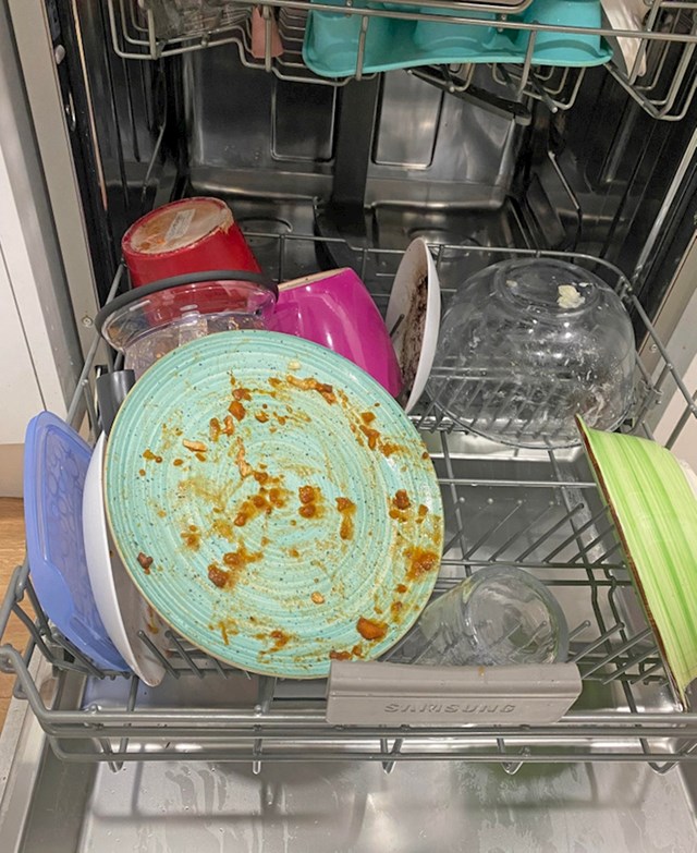 3. "Evo kako moja žena svaki put ostavlja tanjur u perilici posuđa. Ne mogu vam dovoljno opisati koliko me to živcira"