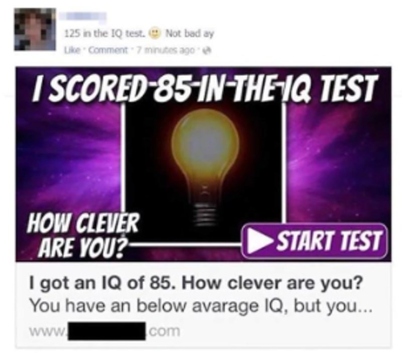 Samu sebe je odala! Napisala je da su rezultati testa pokazali da ima IQ 125, a ovo na slici je pravi rezultat...