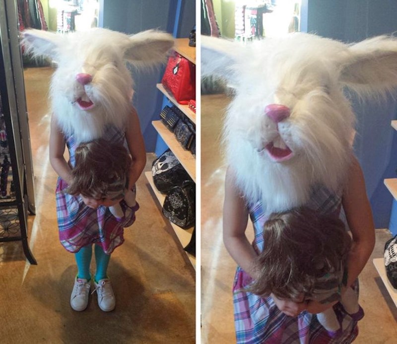 "Moja kćer se voli maskirati i plašiti me. Danas se obukla u ovog zeca iz horor filma"