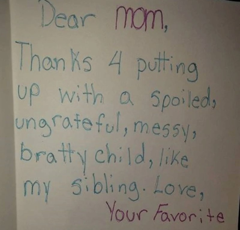 "Moje "omiljeno" dijete mi je ostavilo poruku"