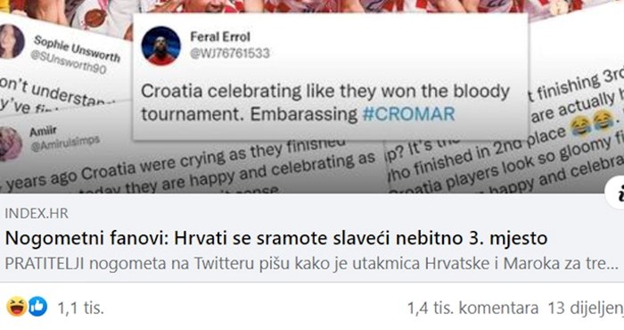 Nogometni fanovi sprdali Hrvate da slave nebitnu medalju, urnebesan komentar našeg navijača je hit