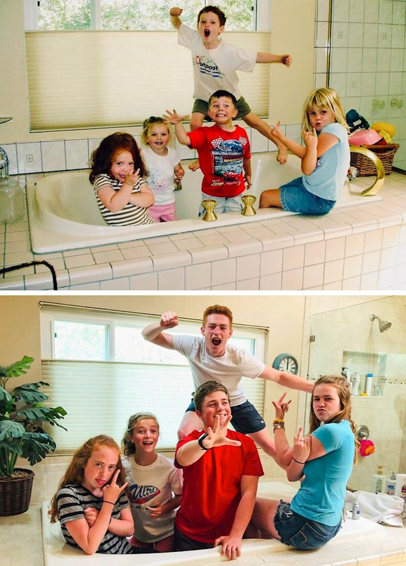 3. "Naša omiljena fotka iz djetinjstva. Rekreirali smo je nakon deset godina"