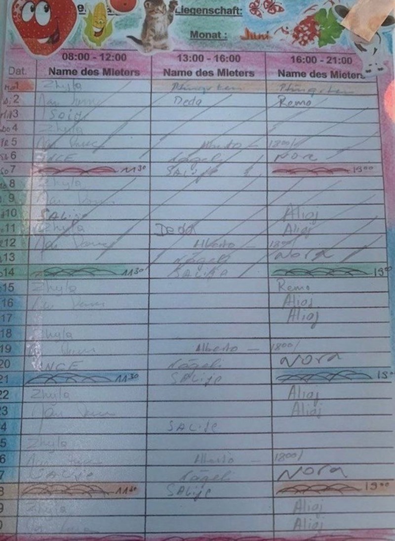 Ponovno zato da ne ometaju svoje susjede. Postoje zajedničke praonice rublja, a korištenje se regulira unaprijed određenim rasporedom.