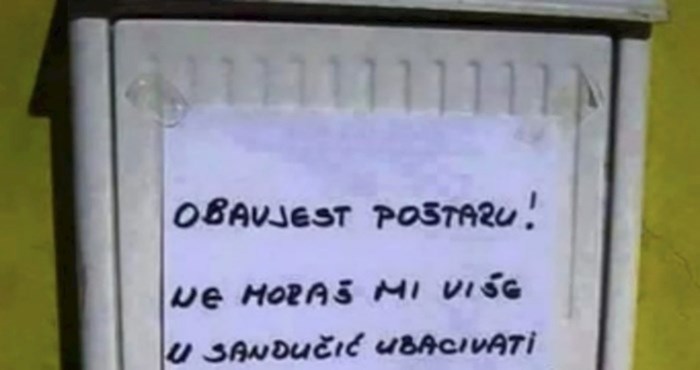 Tip je na sandučiću ostavio nesvakidašnju obavijest za poštara, morate vidjeti što mu je poručio