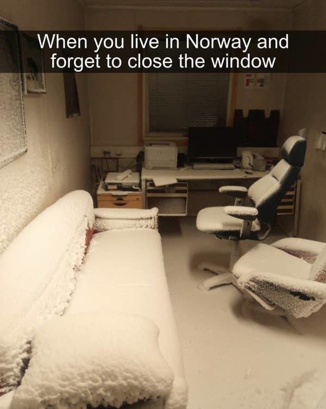 4. Ono kad živiš u Norveškoj i zaboraviš zatvoriti prozor