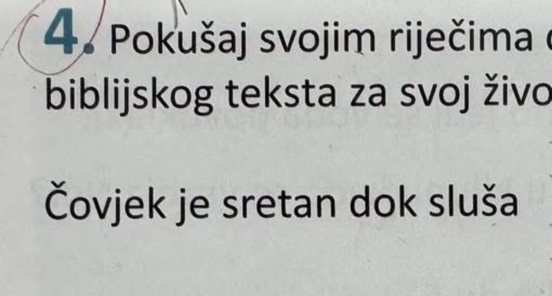 Djeca su na vjeronauku dobila zadatak, vjeroučiteljici se nisu svidjeli odgovori ovog učenika