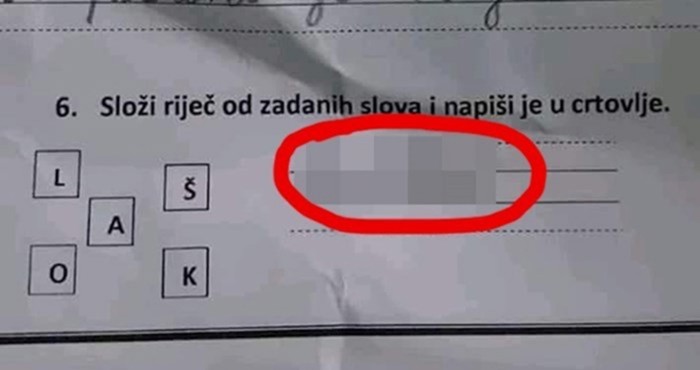 Učenik je od slova trebao sastaviti riječ, svojim rješenjem je nasmijao učiteljicu