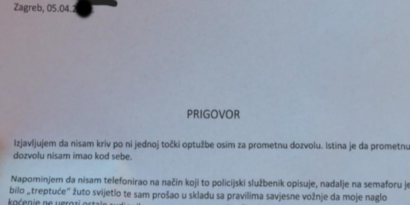 Tip je uložio prigovor na optužbe za prometne prekršaje, čitava Hrvatska smije se navedenom razlogu