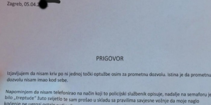 Tip je uložio prigovor na optužbe za prometne prekršaje, čitava Hrvatska smije se navedenom razlogu