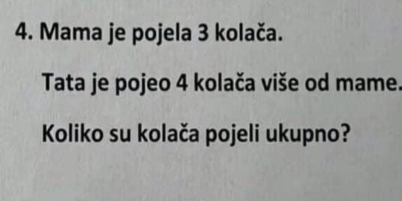 Djetetov odgovor na pitanje iz matematike nasmijao je cijelu Hrvatsku, urnebesan je
