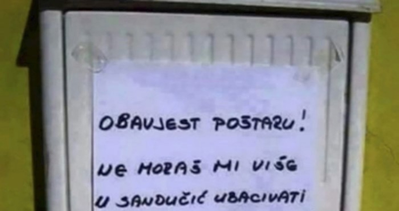 Tip je na sandučiću ostavio nesvakidašnju obavijest za poštara, morate vidjeti što mu je poručio