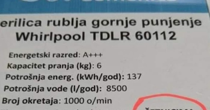 Kupac je u trgovini bijelom tehnikom primijetio urnebesnu grešku u opisu proizvoda, fotka je hit