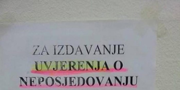 Hrvatskom kruži fotka bizarnog natpisa iz jednog državnog ureda, ovo je prava slika naše birokracije