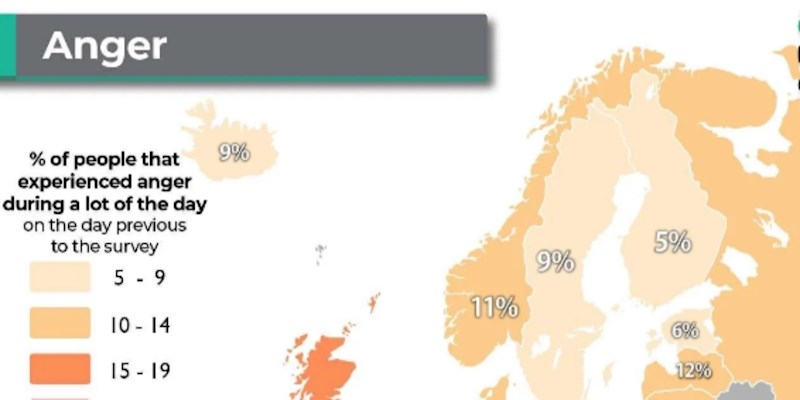 Mapa pokazuje koji europski narodi najviše osjećaju bijes na dnevnoj bazi, evo kako stoje Hrvati
