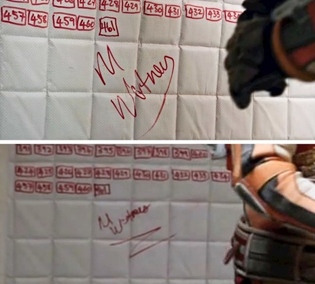 Potpis Marka Watneya iz "Marsovca" izgleda potpuno različito u različitim scenama.