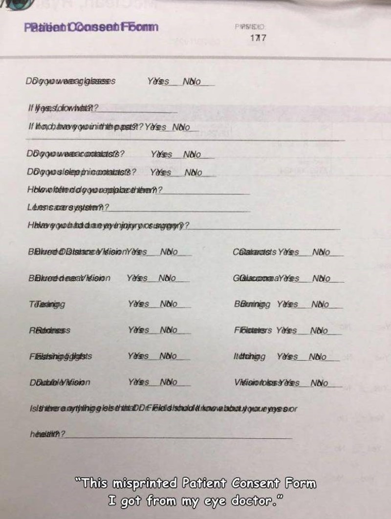 3. Ovaj krivo isprintani pristanak pacijenta koji sam dobio kod svojeg oftamologa