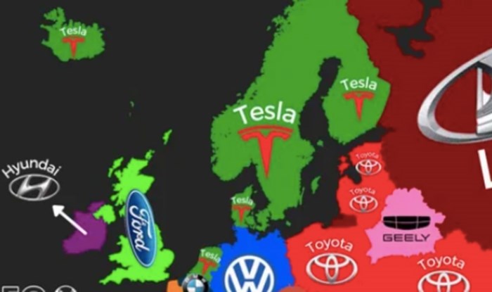 Mapa pokazuje najprodavaniji model auta u pojedinim europskim državama, pogledajte RH