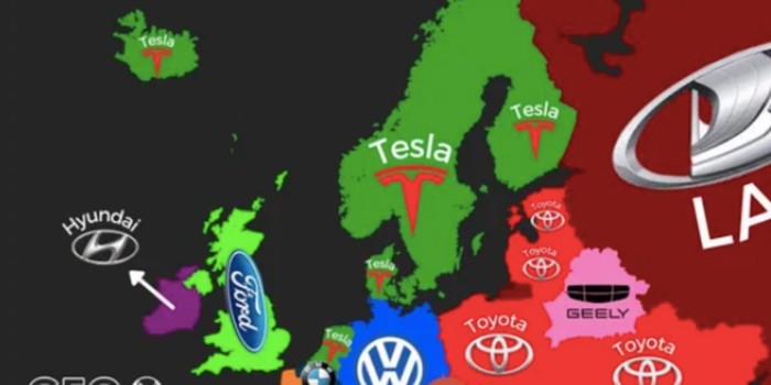 Mapa pokazuje najprodavaniji model auta u pojedinim europskim državama, pogledajte RH