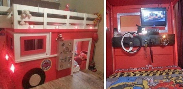 "Moj sin želi biti vatrogasac. Napravio sam mu krevet koji izgleda kao vatrogasno vozilo."