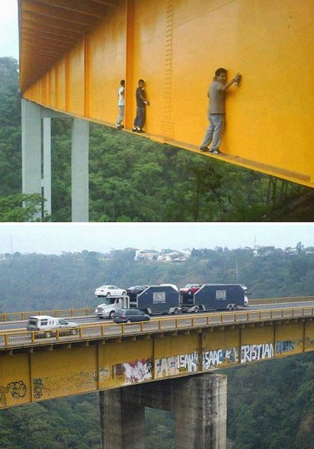 3. Dečki rade grafite na mostu