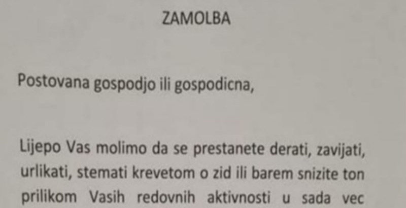 Društvenim mrežama kruži poruka iz jedne stambene zgrade, odmah ćete vidjeti zašto je hit