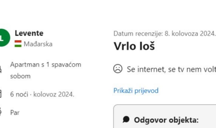 Mađar ostavio lošu recenziju smještaja u kojem je boravio, morate vidjeti bizaran odgovor vlasnika