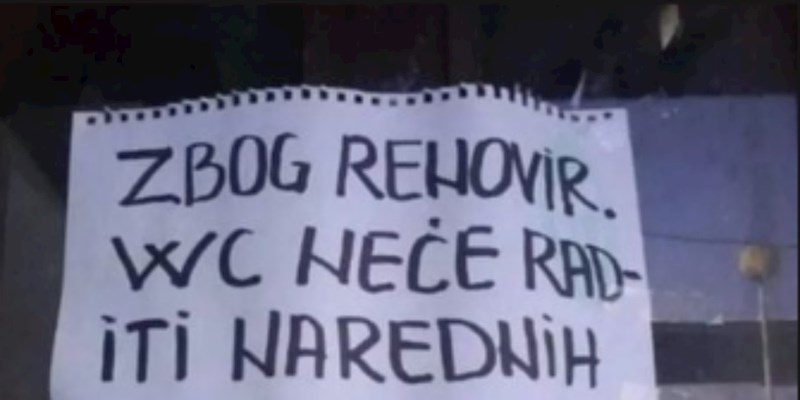 Gost lokala otišao je na wc i primijetio bizarnu obavijest, fotka je odmah postala hit u regiji