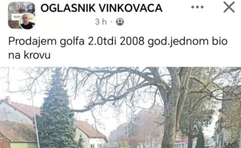 Tip iz Vinkovaca prodaje Golfa preko Fejsa, prasnut ćete u smijeh kad vidite fotku iz oglasa
