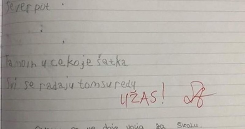 Kad je mama vidjela što je učiteljica napisala njenom djetetu, napisala joj je poruku u bilježnici