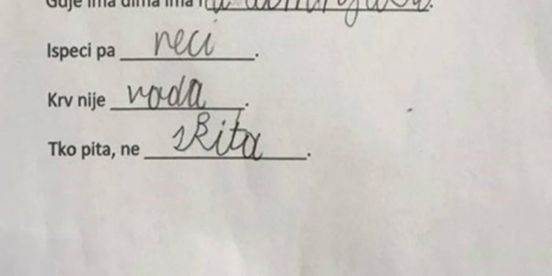Učenici su morali dovršiti poslovice, odgovori jednog djeteta izazvali su salve smijeha na mrežama