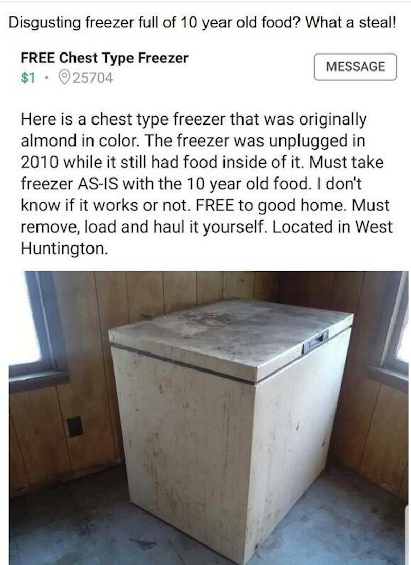 5. Genijalna prilika - odvratni zamrzivač pun 10 godina stare hrane