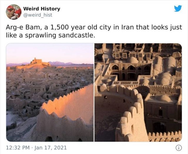 9. Arg-e-Bam je 1,500 godina star grad u Iranu u kojem građevine izgledaju poput pješčanih kula