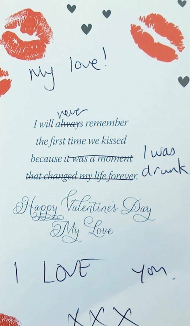 7. Malo je preuredila čestitku za Valentinovo