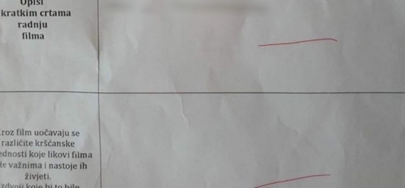 Učenik je u testu morao u kratkim crtama prepričati radnju filma, njegov odgovor je urnebesan