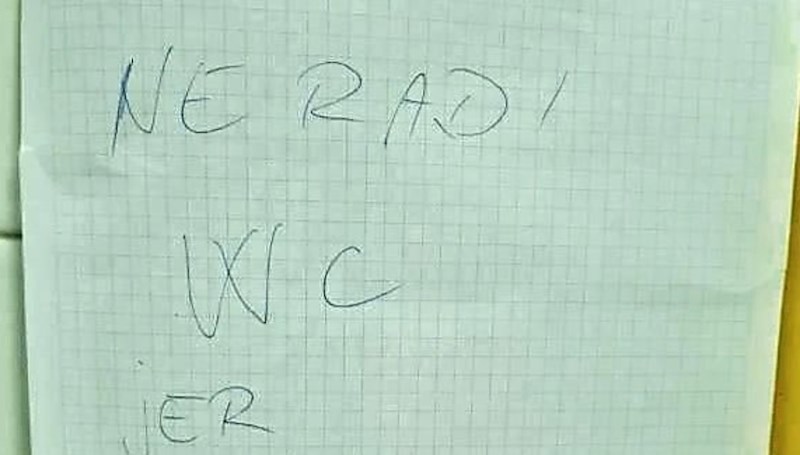 Obavijest na wc-u domaćeg ugostiteljskog objekta nasmijao je ekipu na FB-u, odmah ćete vidjeti zašto
