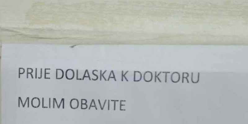 U jednom Domu zdravlja u Dalmaciji osvanula je urnebesna obavijest, fotka je odmah postala hit