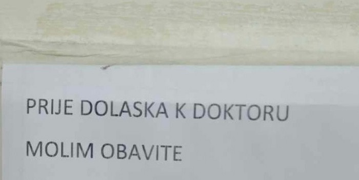 U jednom Domu zdravlja u Dalmaciji osvanula je urnebesna obavijest, fotka je odmah postala hit