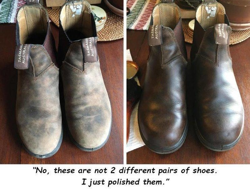 2. Ovo nisu dva različita para cipela, tip ih je samo ispolirao