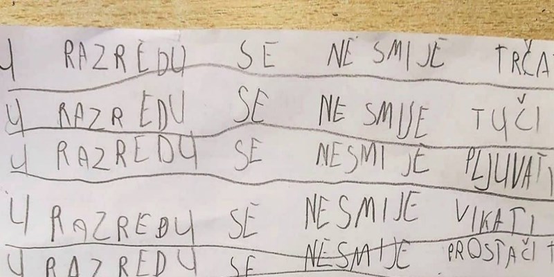 Učenik se nedolično ponašao pa mu je učiteljica dala kazneni zadatak koji otkriva što je sve radio
