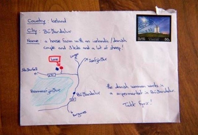4. Na Islandu možete nacrtati malenu mapu s uputama za poštara, umjesto da napišete točnu adresu, i vaše pismo ili paket svejedno će stići na odredište.